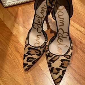 Sam Edelman Calf Fur D'Orsay Leopard Pumps 9.5